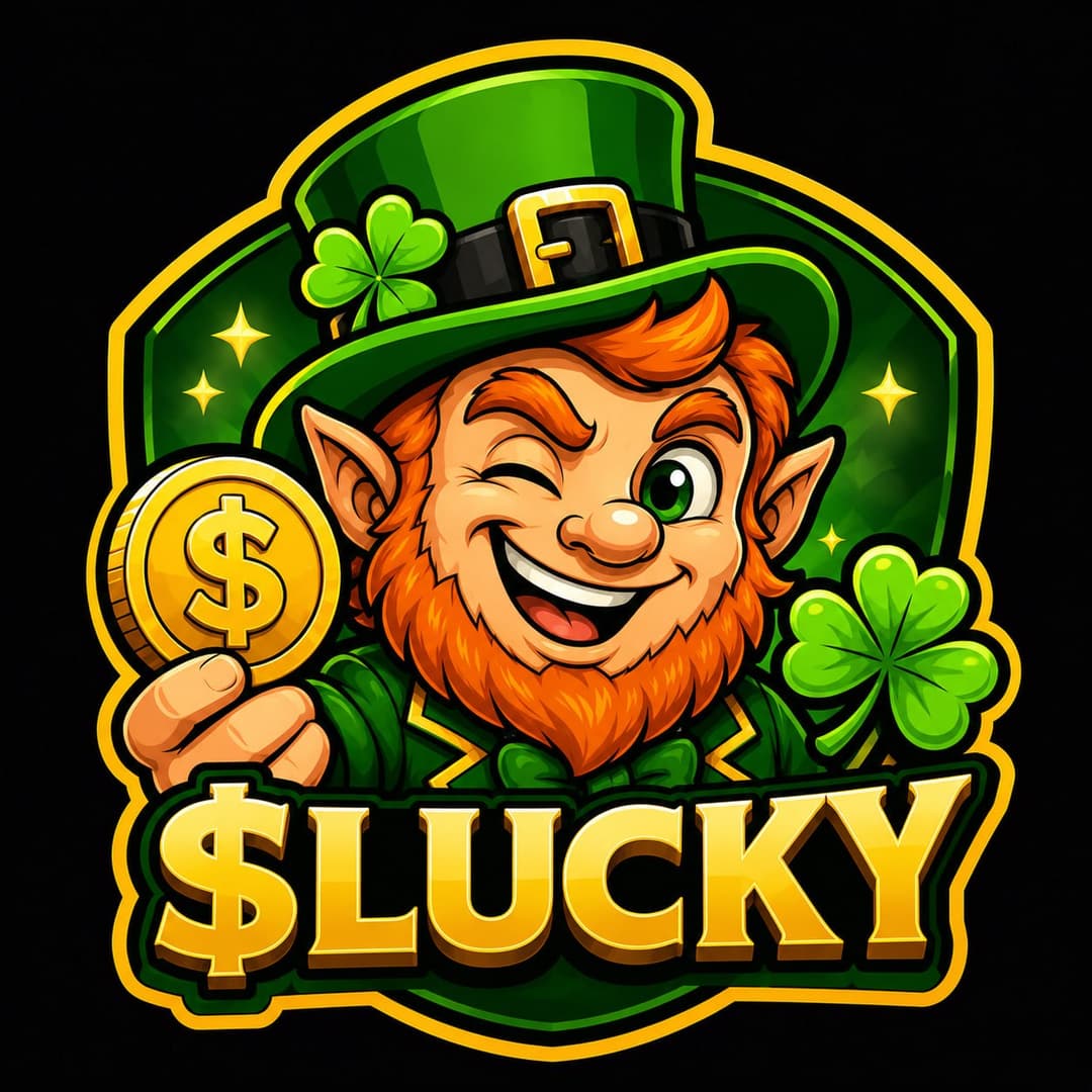 $LUCKY leprechaun holding a gold coin